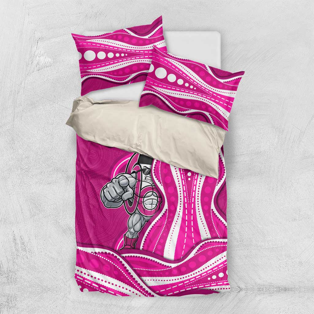 Sydney Sixers Bedding Set Aboriginal Dot Art Pink White - Tribal Wave Pattern