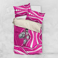 Sydney Sixers Bedding Set Aboriginal Dot Art Pink White - Tribal Wave Pattern