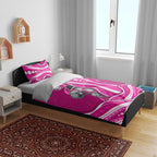 Sydney Sixers Bedding Set Aboriginal Dot Art Pink White - Tribal Wave Pattern