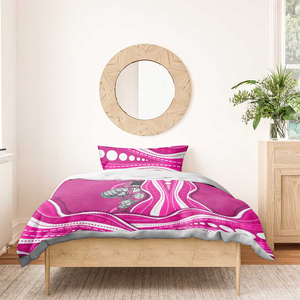 Sydney Sixers Bedding Set Aboriginal Dot Art Pink White - Tribal Wave Pattern