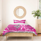 Sydney Sixers Bedding Set Aboriginal Dot Art Pink White - Tribal Wave Pattern