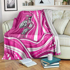 Sydney Sixers Blanket Aboriginal Dot Art Pink White - Tribal Wave Pattern