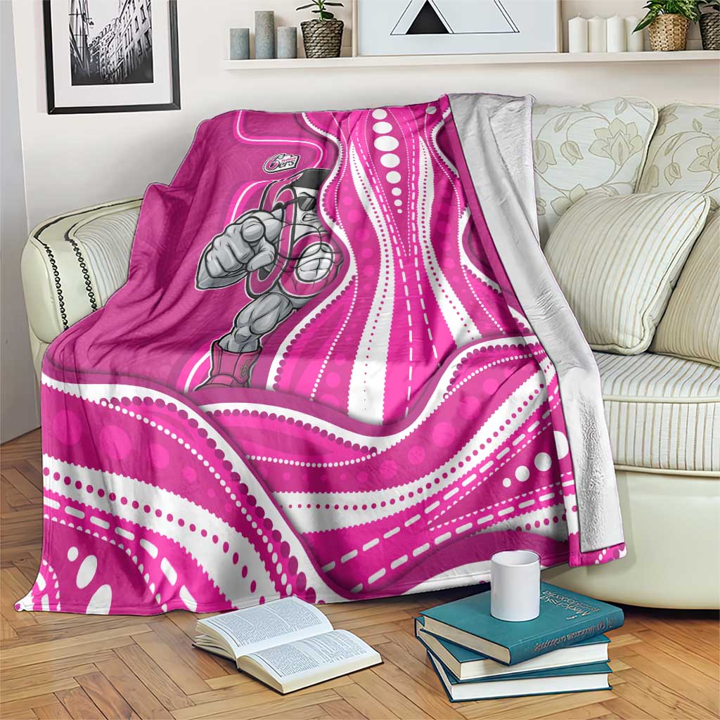 Sydney Sixers Blanket Aboriginal Dot Art Pink White - Tribal Wave Pattern