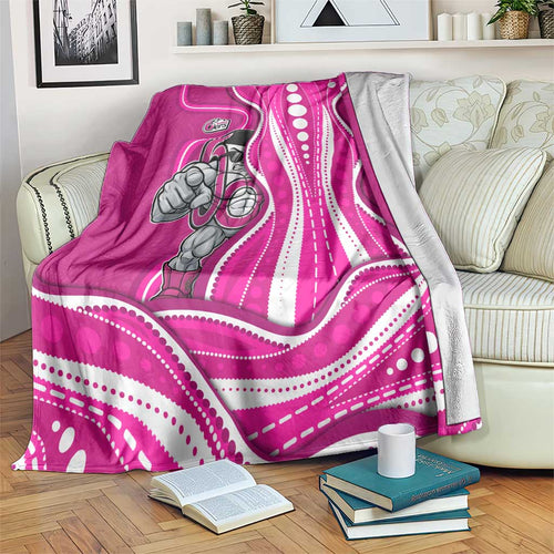 Sydney Sixers Blanket Aboriginal Dot Art Pink White - Tribal Wave Pattern