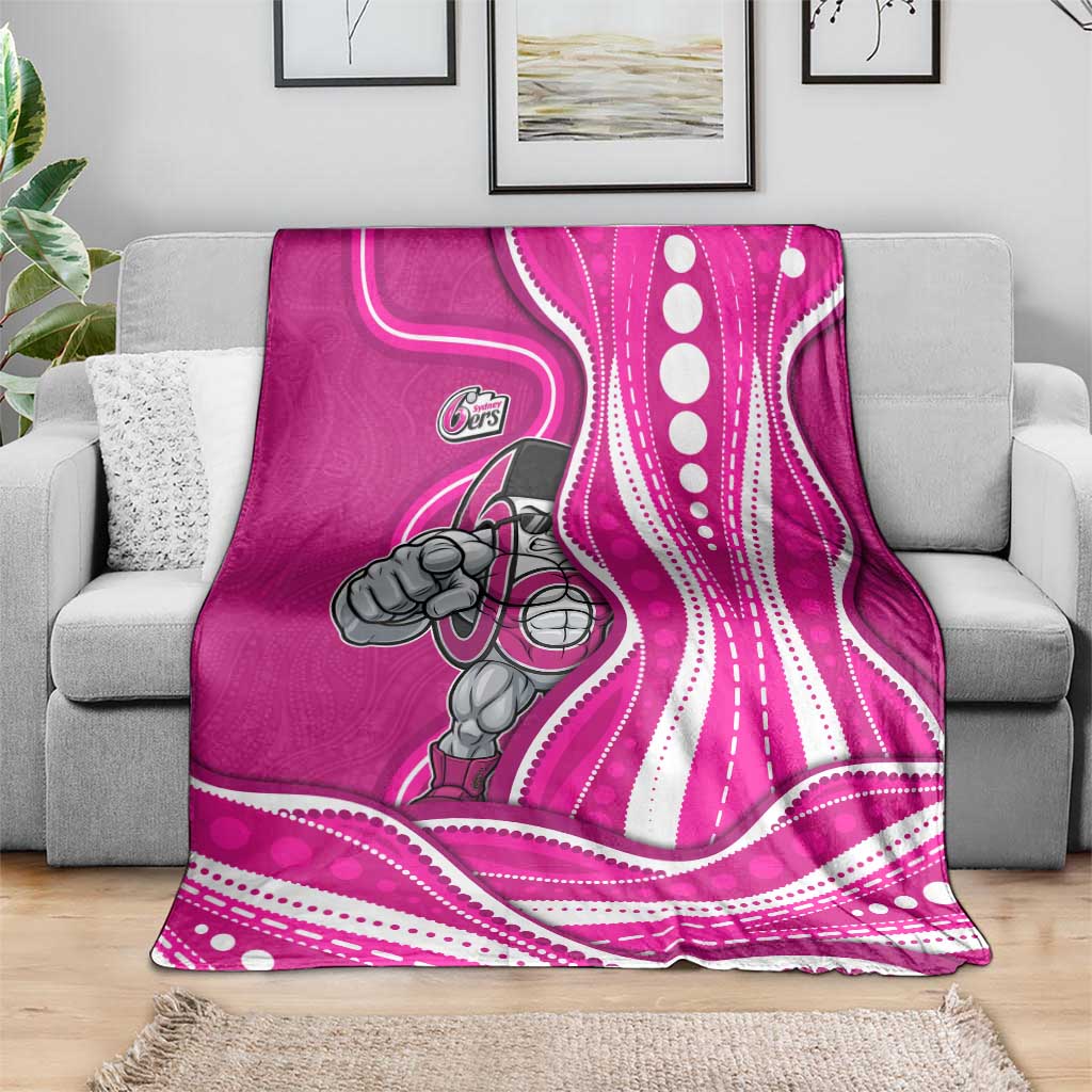 Sydney Sixers Blanket Aboriginal Dot Art Pink White - Tribal Wave Pattern