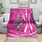 Sydney Sixers Blanket Aboriginal Dot Art Pink White - Tribal Wave Pattern