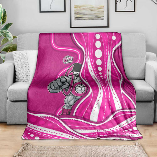 Sydney Sixers Blanket Aboriginal Dot Art Pink White - Tribal Wave Pattern