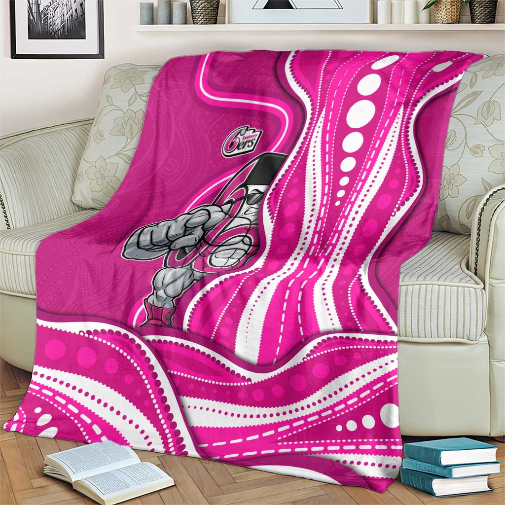 Sydney Sixers Blanket Aboriginal Dot Art Pink White - Tribal Wave Pattern