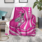 Sydney Sixers Blanket Aboriginal Dot Art Pink White - Tribal Wave Pattern