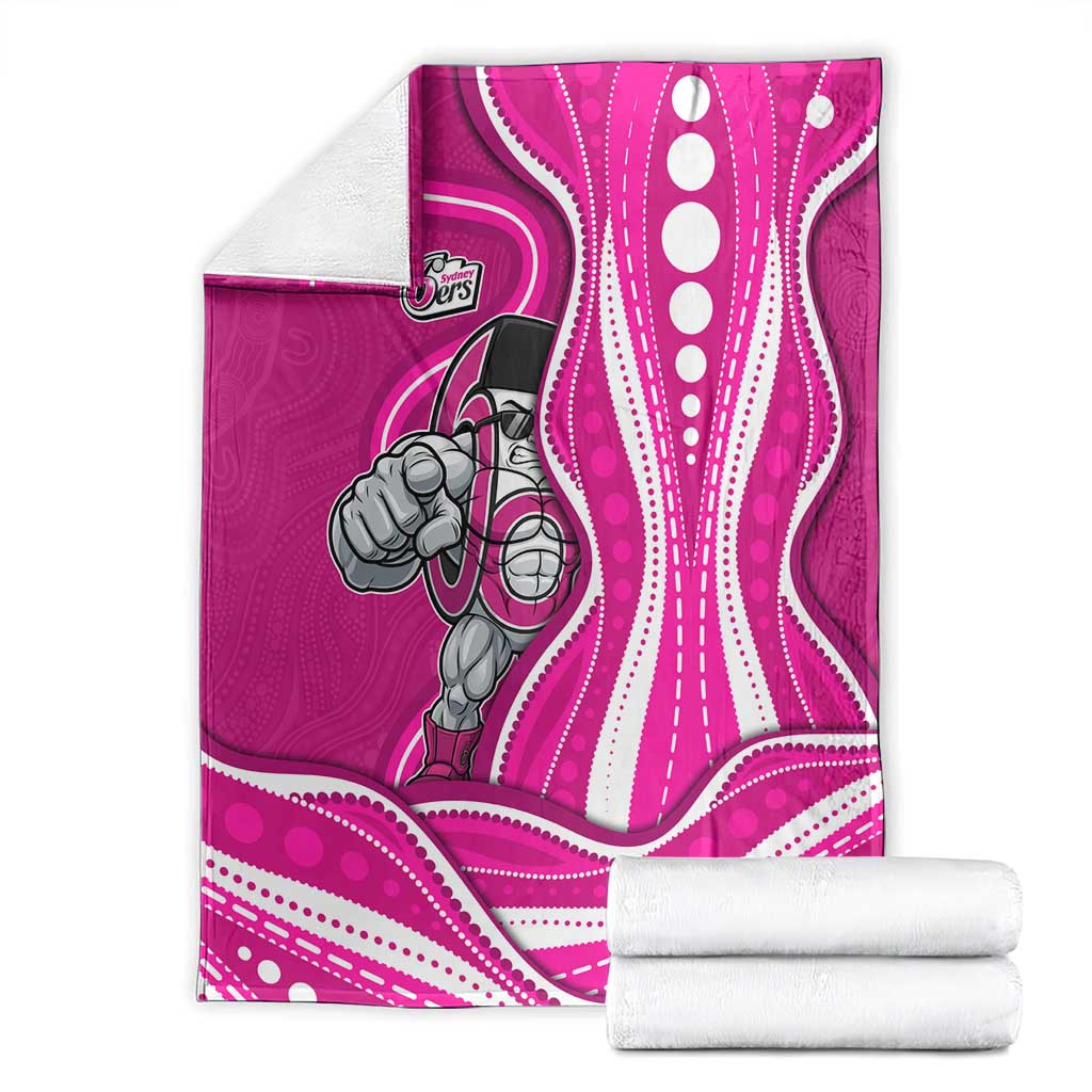 Sydney Sixers Blanket Aboriginal Dot Art Pink White - Tribal Wave Pattern