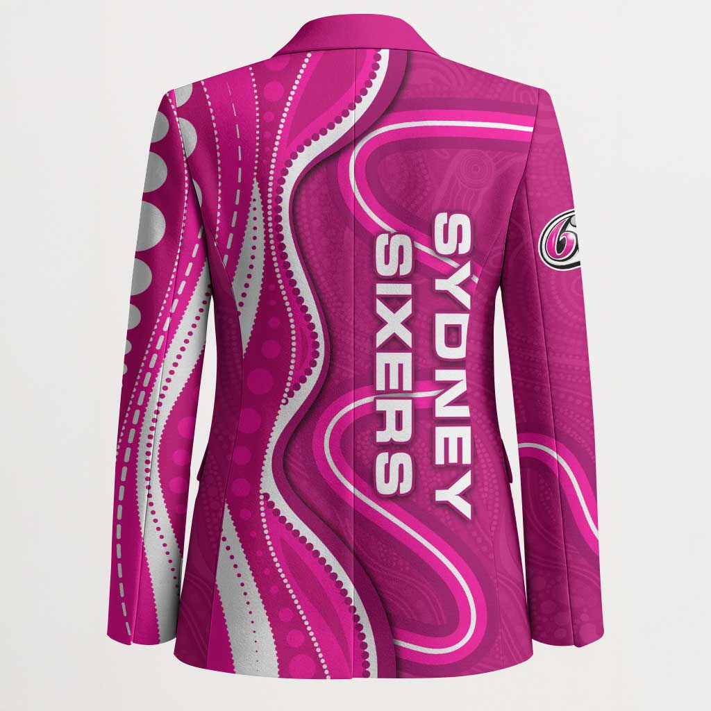 Sydney Sixers Blazer Aboriginal Dot Art Pink White - Tribal Wave Pattern
