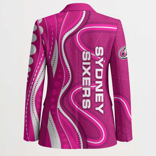 Sydney Sixers Blazer Aboriginal Dot Art Pink White - Tribal Wave Pattern