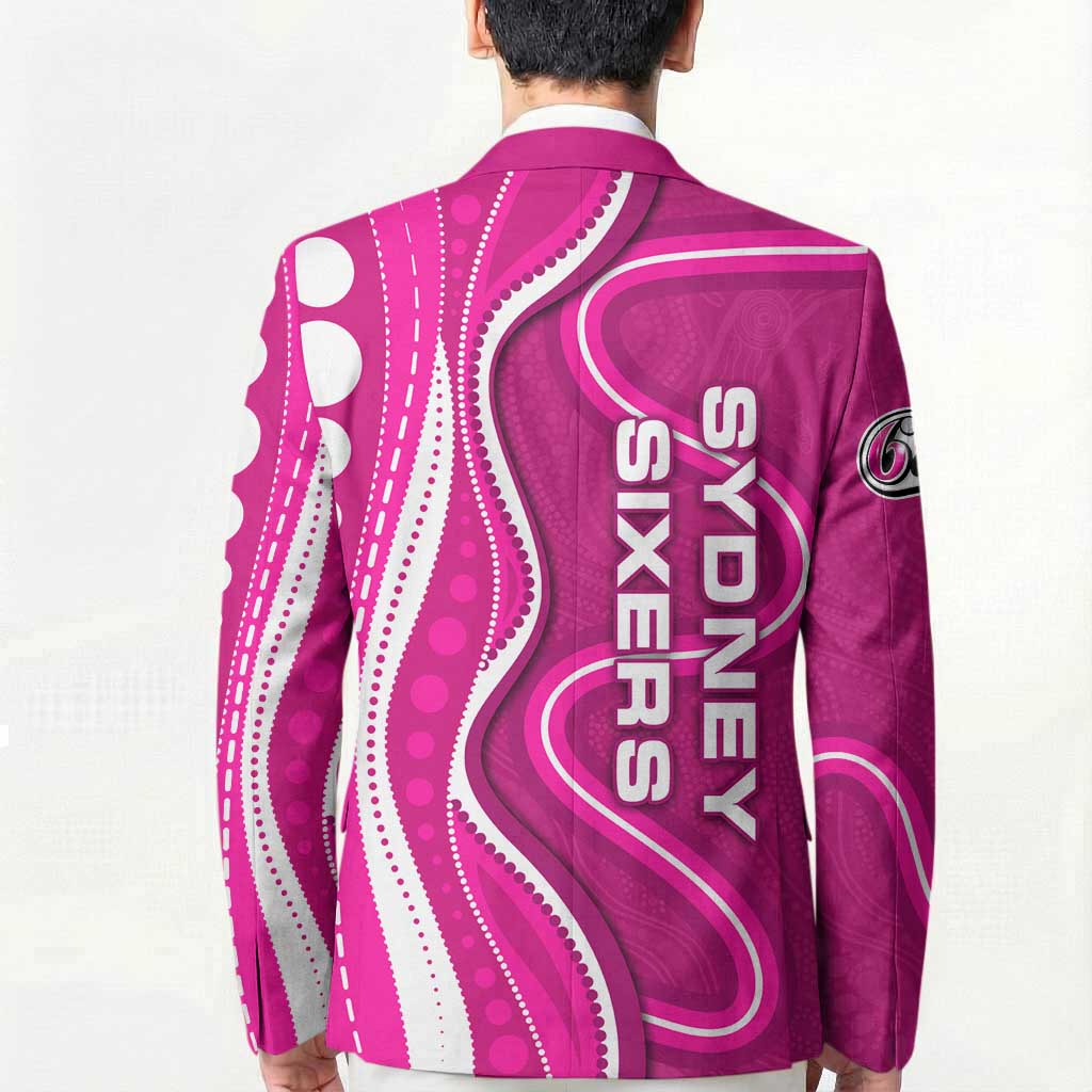 Sydney Sixers Blazer Aboriginal Dot Art Pink White - Tribal Wave Pattern
