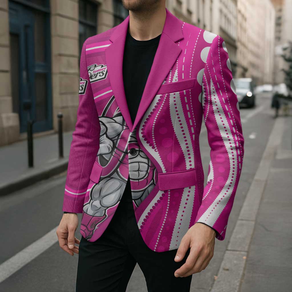 Sydney Sixers Blazer Aboriginal Dot Art Pink White - Tribal Wave Pattern