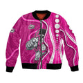 Sydney Sixers Bomber Jacket Aboriginal Dot Art Pink White - Tribal Wave Pattern