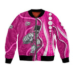 Sydney Sixers Bomber Jacket Aboriginal Dot Art Pink White - Tribal Wave Pattern