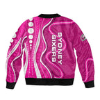 Sydney Sixers Bomber Jacket Aboriginal Dot Art Pink White - Tribal Wave Pattern