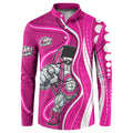 Sydney Sixers Button Sweatshirt Aboriginal Dot Art Pink White - Tribal Wave Pattern