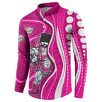 Sydney Sixers Button Sweatshirt Aboriginal Dot Art Pink White - Tribal Wave Pattern