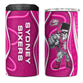 Sydney Sixers 4 in 1 Can Cooler Tumbler Aboriginal Dot Art Pink White - Tribal Wave Pattern