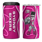 Sydney Sixers 4 in 1 Can Cooler Tumbler Aboriginal Dot Art Pink White - Tribal Wave Pattern