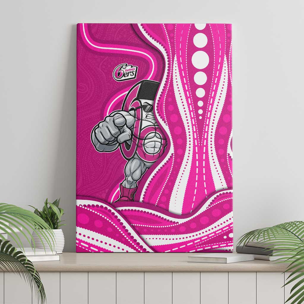 Sydney Sixers Canvas Wall Art Aboriginal Dot Art Pink White - Tribal Wave Pattern