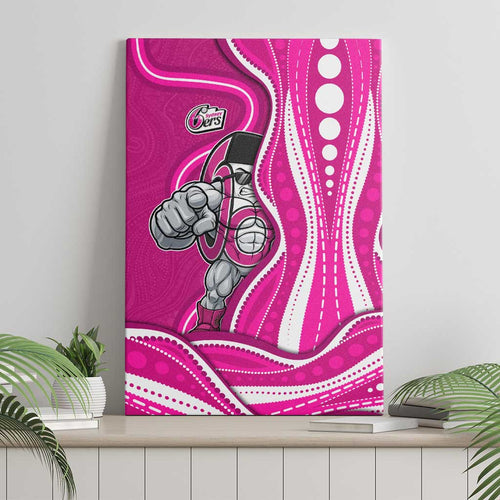 Sydney Sixers Canvas Wall Art Aboriginal Dot Art Pink White - Tribal Wave Pattern
