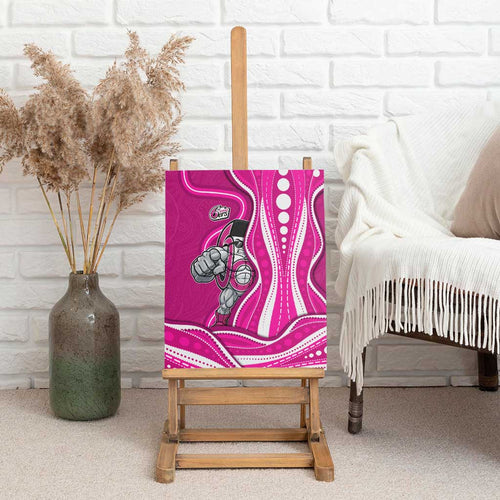 Sydney Sixers Canvas Wall Art Aboriginal Dot Art Pink White - Tribal Wave Pattern