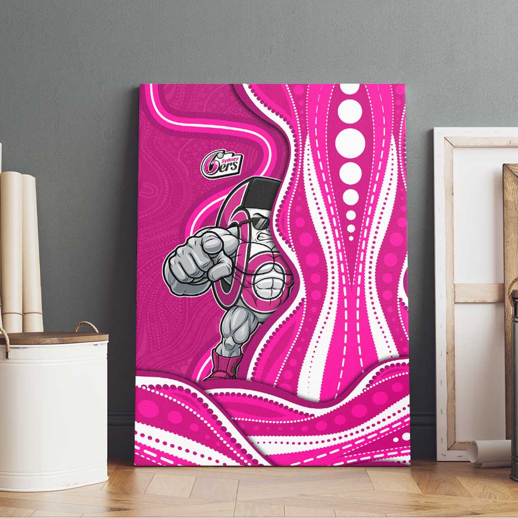 Sydney Sixers Canvas Wall Art Aboriginal Dot Art Pink White - Tribal Wave Pattern