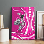 Sydney Sixers Canvas Wall Art Aboriginal Dot Art Pink White - Tribal Wave Pattern