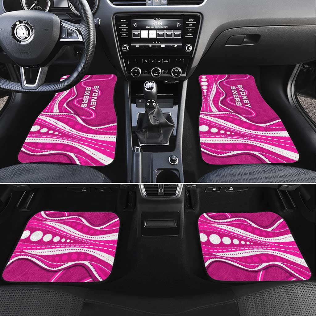Sydney Sixers Car Mats Aboriginal Dot Art Pink White - Tribal Wave Pattern