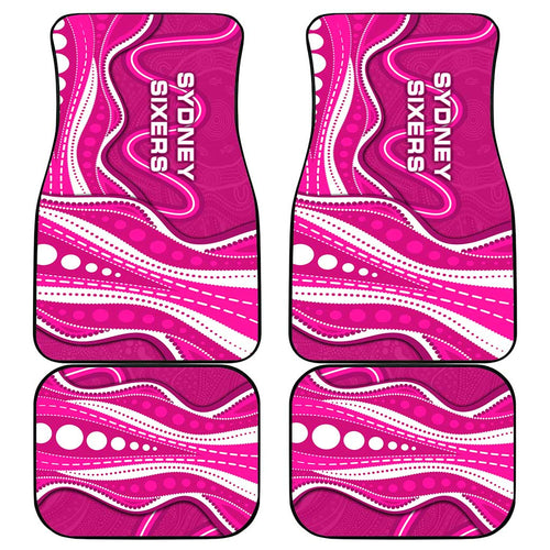 Sydney Sixers Car Mats Aboriginal Dot Art Pink White - Tribal Wave Pattern