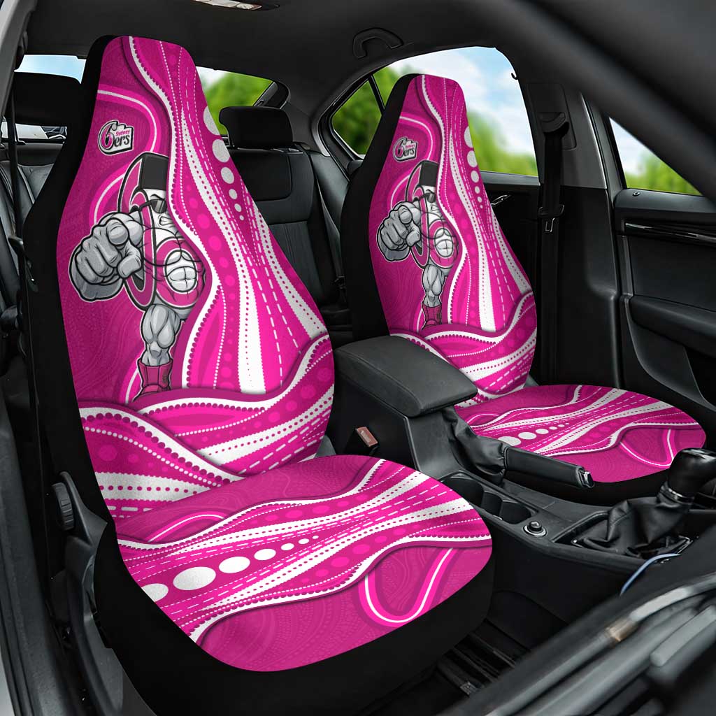 Sydney Sixers Car Seat Cover Aboriginal Dot Art Pink White - Tribal Wave Pattern