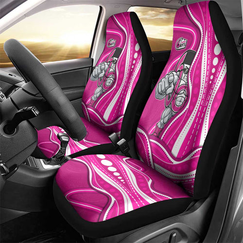 Sydney Sixers Car Seat Cover Aboriginal Dot Art Pink White - Tribal Wave Pattern