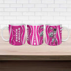 Sydney Sixers Ceramic Mug Aboriginal Dot Art Pink White - Tribal Wave Pattern