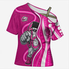 Sydney Sixers Cross Shoulder Shirt Aboriginal Dot Art Pink White - Tribal Wave Pattern