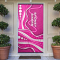 Sydney Sixers Door Cover Aboriginal Dot Art Pink White - Tribal Wave Pattern