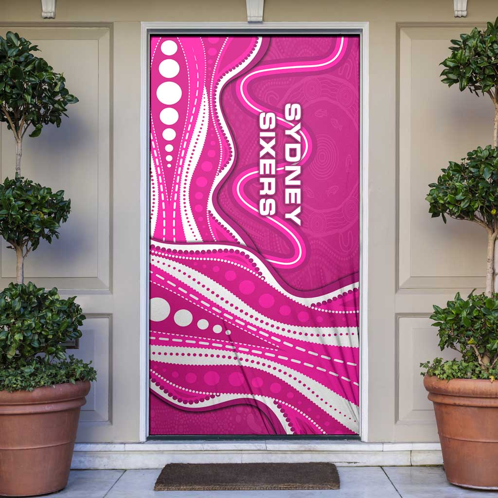 Sydney Sixers Door Cover Aboriginal Dot Art Pink White - Tribal Wave Pattern