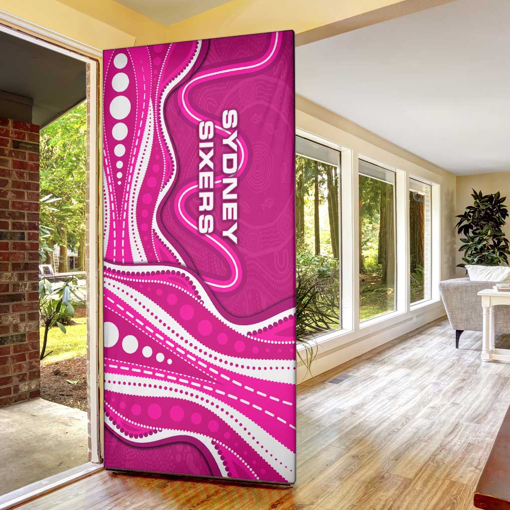 Sydney Sixers Door Cover Aboriginal Dot Art Pink White - Tribal Wave Pattern
