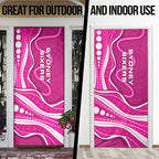 Sydney Sixers Door Cover Aboriginal Dot Art Pink White - Tribal Wave Pattern