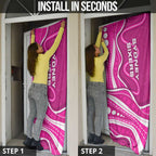 Sydney Sixers Door Cover Aboriginal Dot Art Pink White - Tribal Wave Pattern