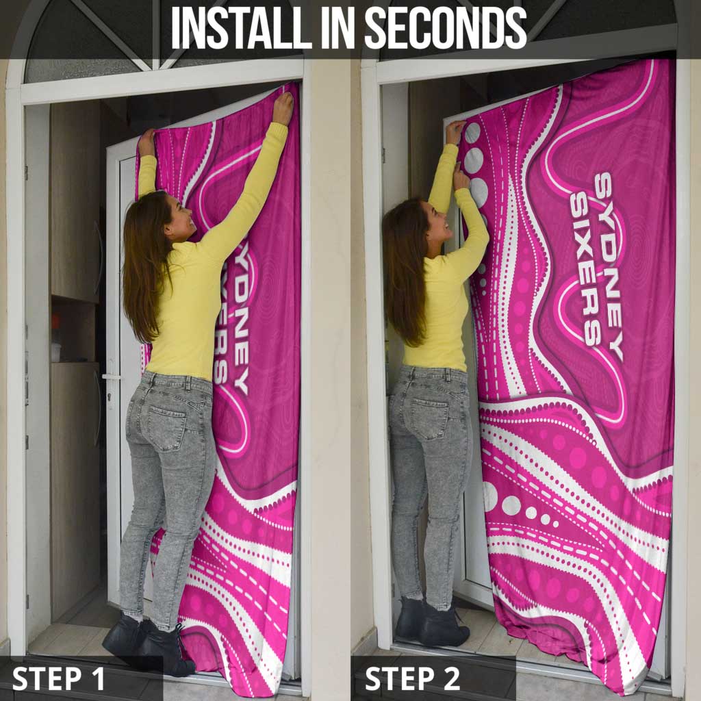 Sydney Sixers Door Cover Aboriginal Dot Art Pink White - Tribal Wave Pattern