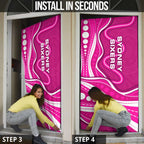 Sydney Sixers Door Cover Aboriginal Dot Art Pink White - Tribal Wave Pattern
