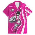 Sydney Sixers Family Matching Off The Shoulder Long Sleeve Dress and Hawaiian Shirt Aboriginal Dot Art Pink White - Tribal Wave Pattern