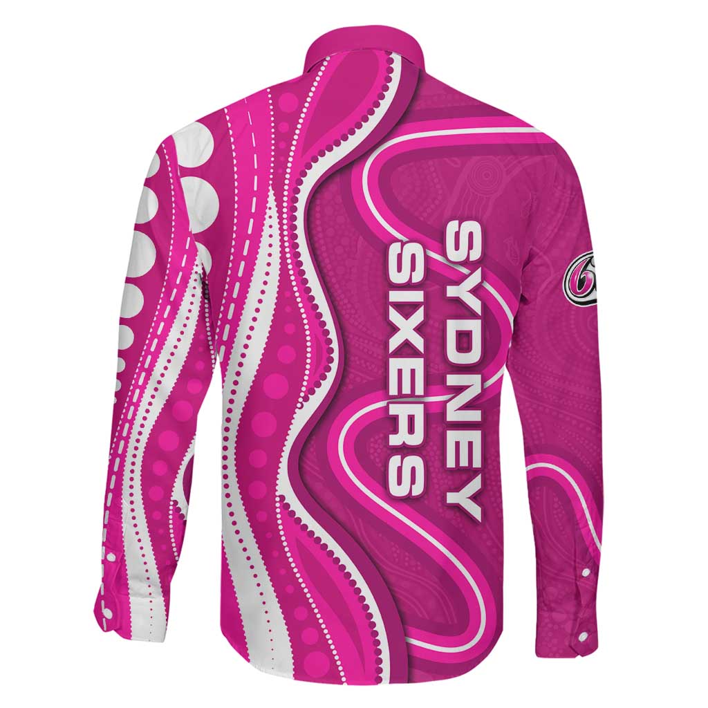 Sydney Sixers Family Matching Off The Shoulder Long Sleeve Dress and Hawaiian Shirt Aboriginal Dot Art Pink White - Tribal Wave Pattern