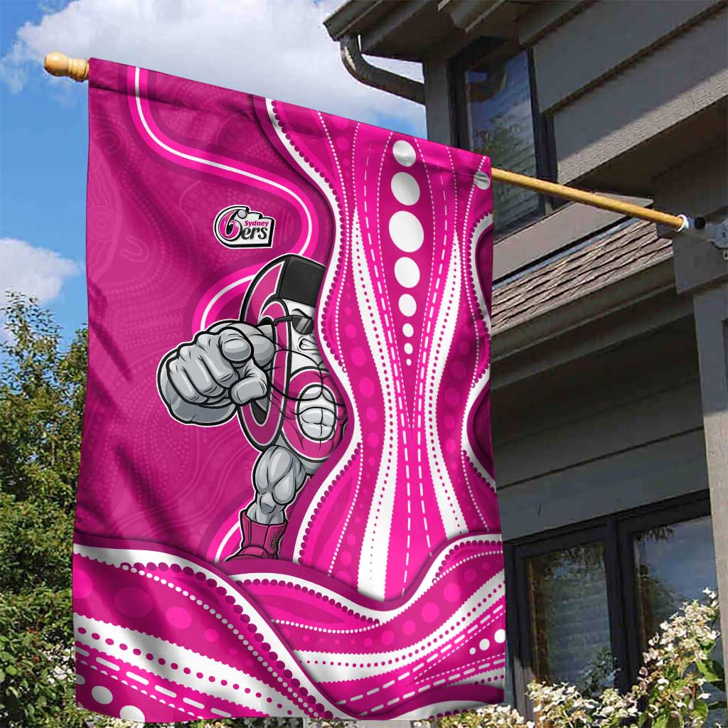 Sydney Sixers Garden Flag Aboriginal Dot Art Pink White - Tribal Wave Pattern