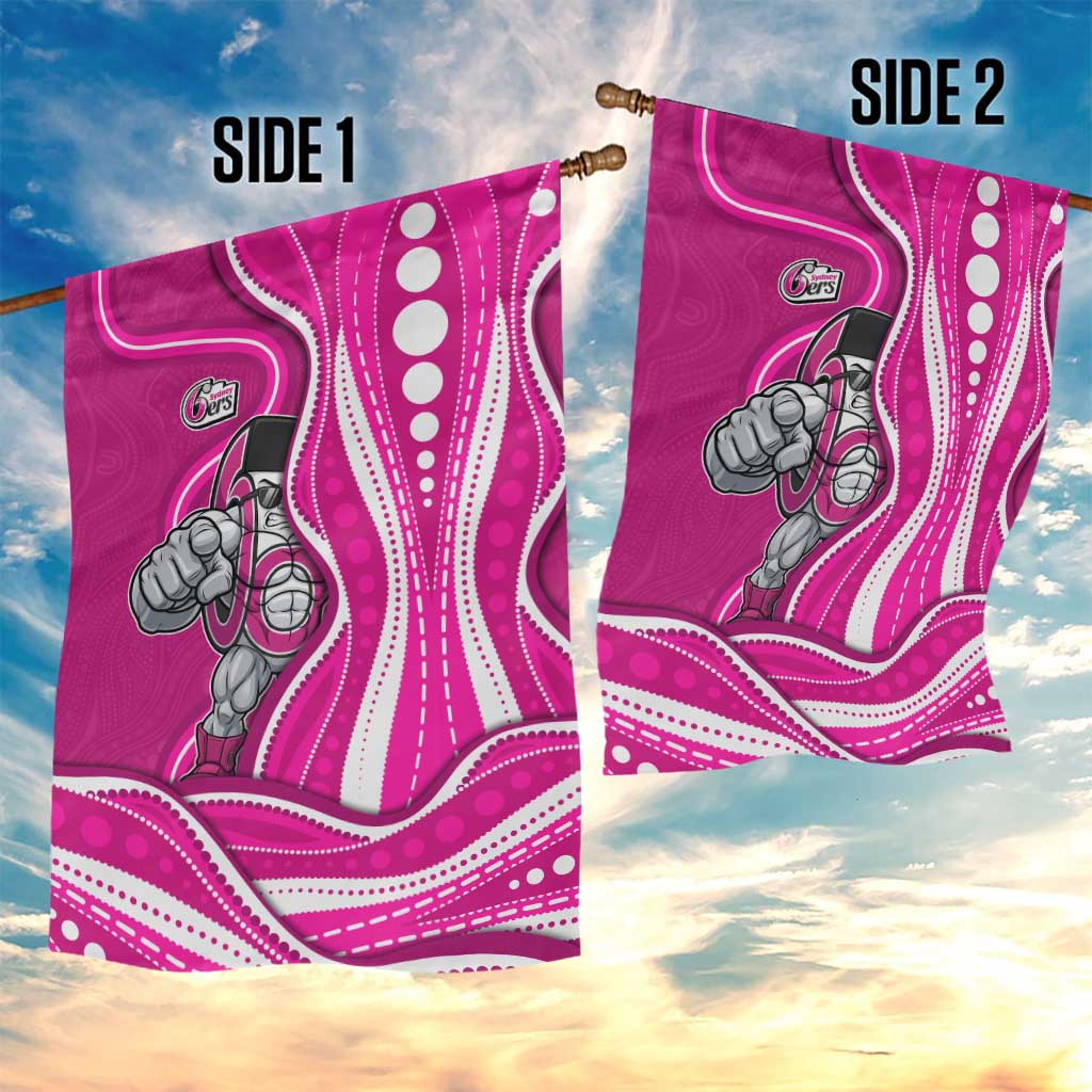 Sydney Sixers Garden Flag Aboriginal Dot Art Pink White - Tribal Wave Pattern