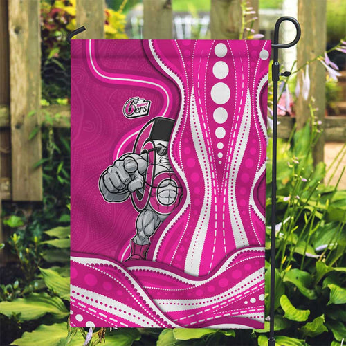 Sydney Sixers Garden Flag Aboriginal Dot Art Pink White - Tribal Wave Pattern