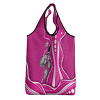 Sydney Sixers Grocery Bag Aboriginal Dot Art Pink White - Tribal Wave Pattern