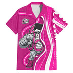 Sydney Sixers Hawaiian Shirt Aboriginal Dot Art Pink White - Tribal Wave Pattern